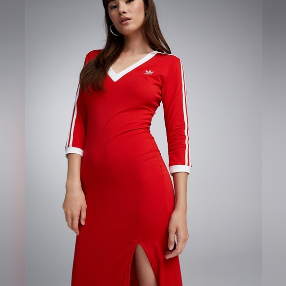 Adidas Maxi Dress red w/ tri-stripes BNWT!!! - Picture 5 of 15